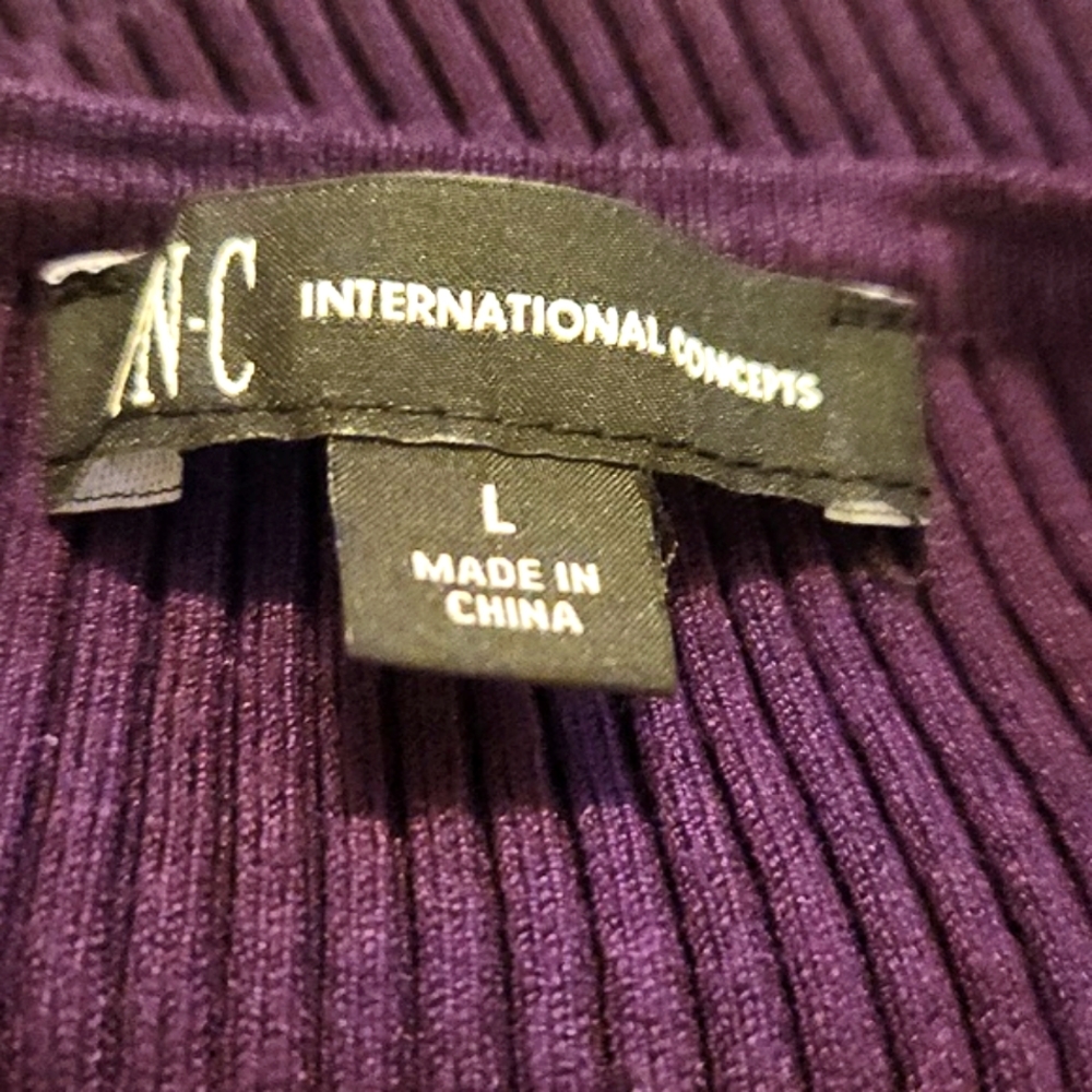 INC Purple Ribbed Keyhole Shirt - Picture 5 of 6